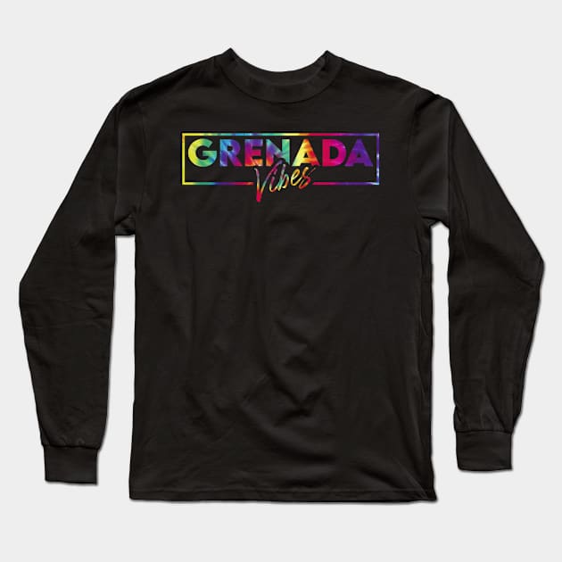 Grenada vacay vibes tie dye art Long Sleeve T-Shirt by SerenityByAlex